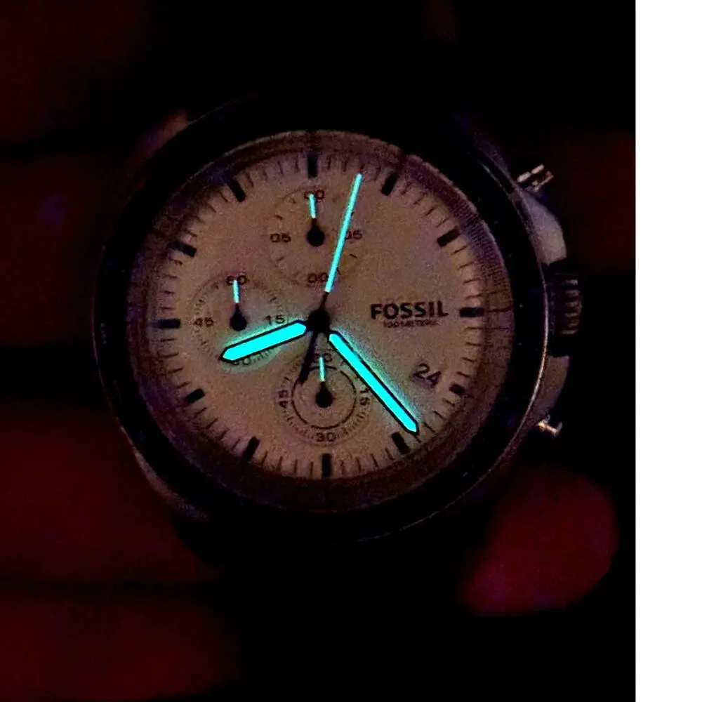 Fossil Sport 54 CH3023 Chronograph Beige Dial Black Strap 44mm Watch